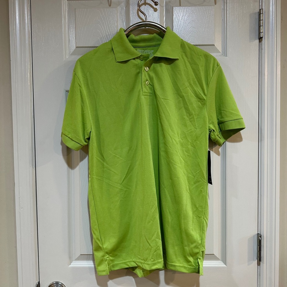 7 Souls Clothing Mens Polo Shirt‎ Parrot Green Short Sleeve MK15209PAR-GD Size L